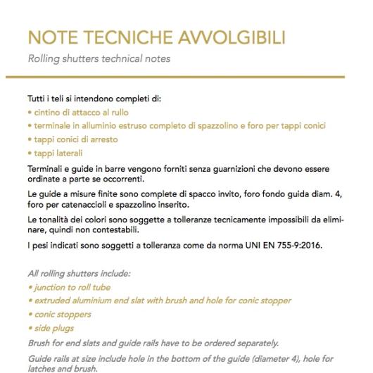 Rolling Shutters Technical notes